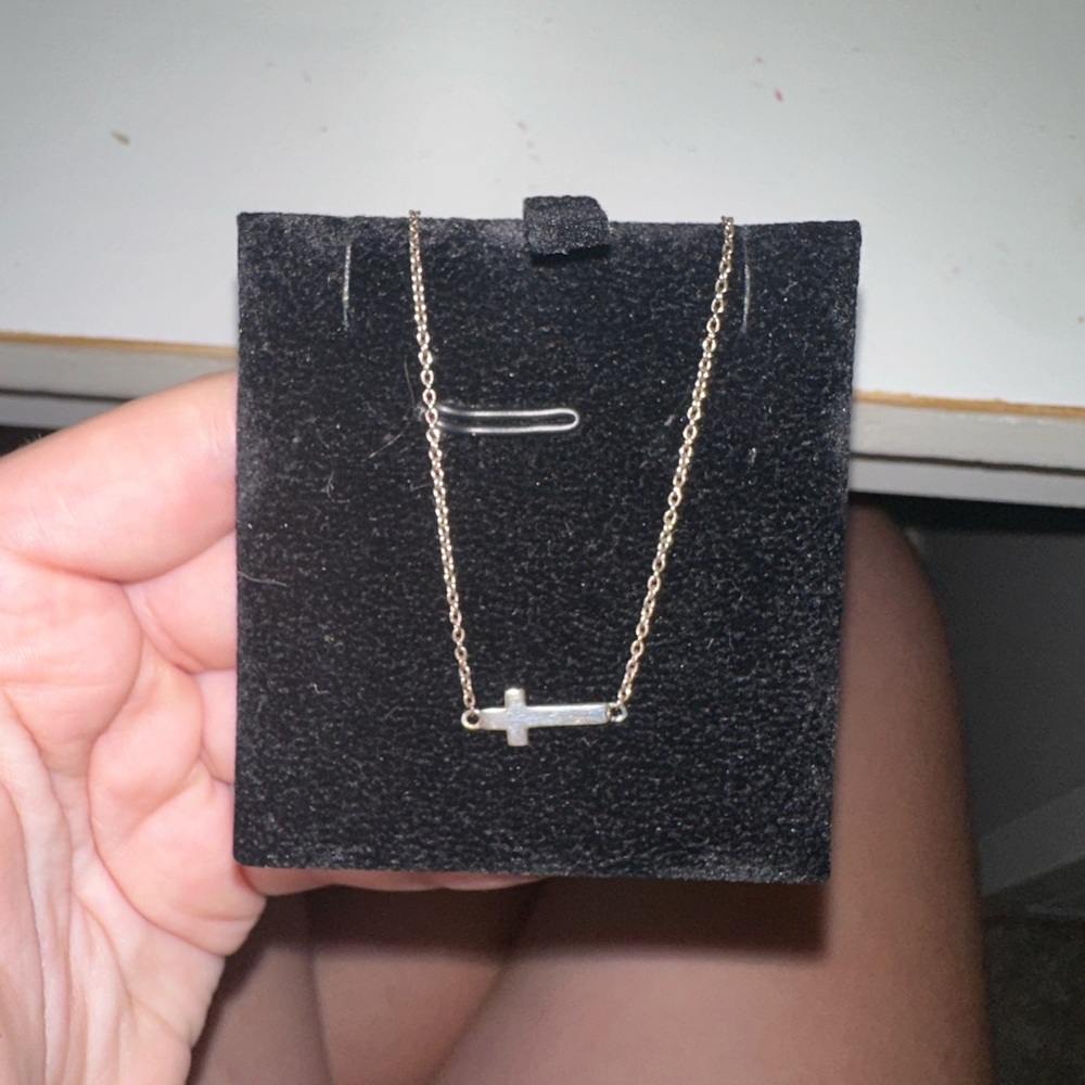 Silver horizontal cross necklace